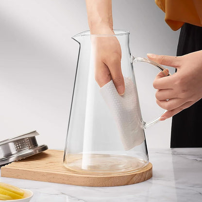 WUWEOT 2 Liter Glaskaraffe mit Edelstahl Deckel & Ausgießer