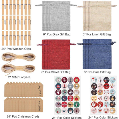 24 Adventskalender Stoffbeutel Jutesäckchen DIY Befüllen 48