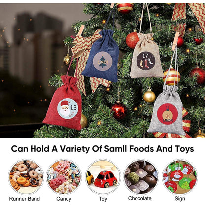 24 Adventskalender Stoffbeutel Jutesäckchen DIY Befüllen 48