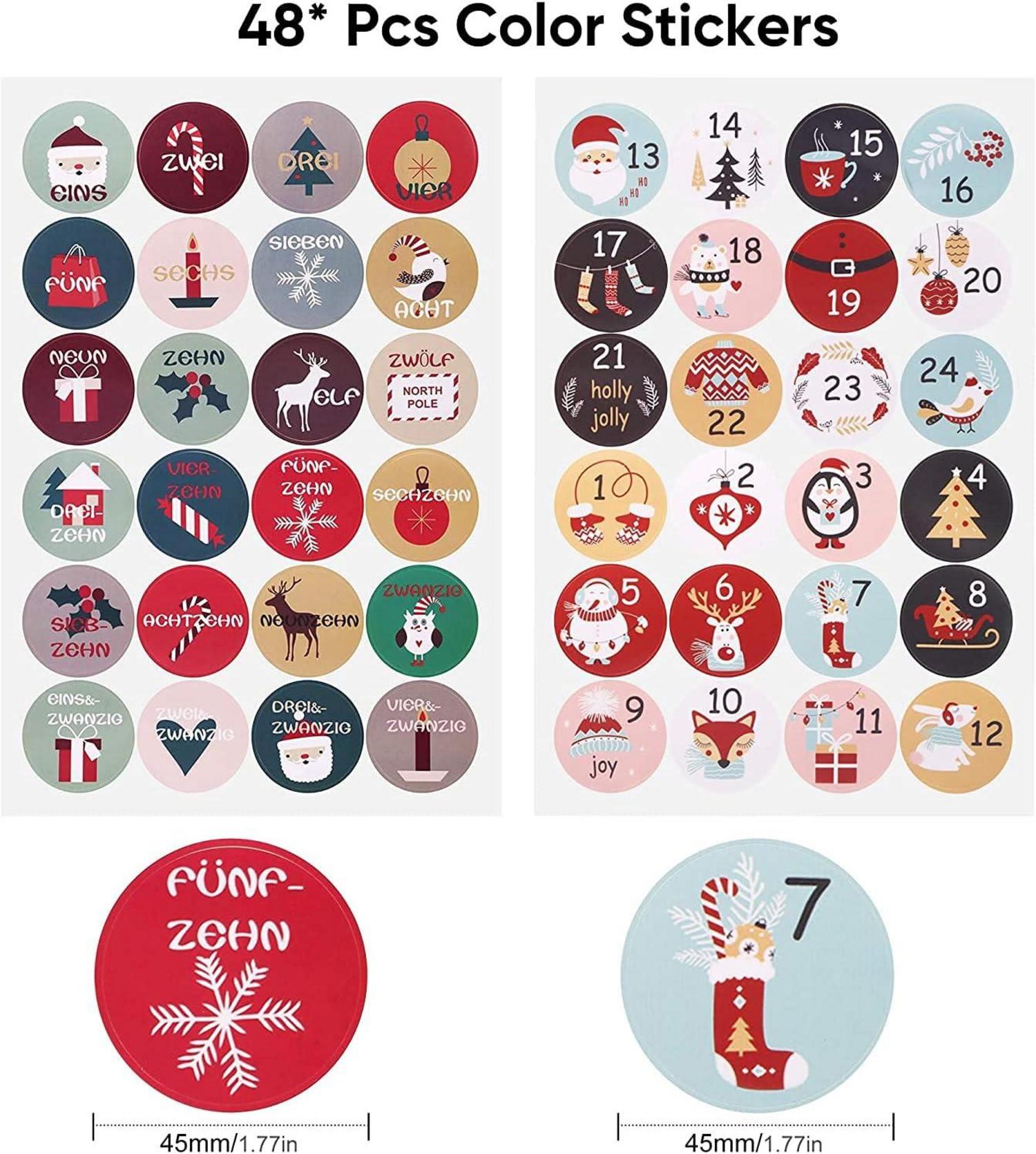 DazSpirit 24 Adventskalender DIY Befüllen Aufkleber Kinder Frauen Männer