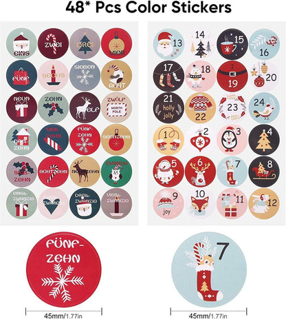 DazSpirit 24 Adventskalender DIY Befüllen Aufkleber Kinder Frauen Männer