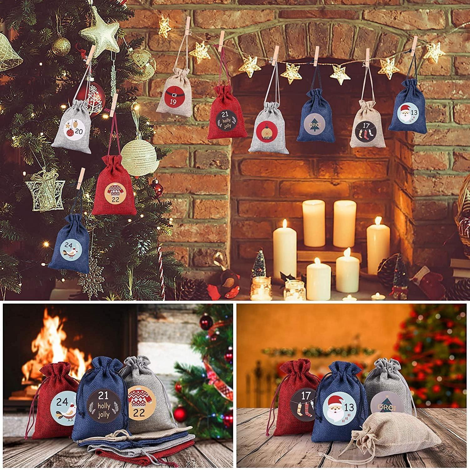 24 Adventskalender Zum Selbst Befüllen Stoffbeutel Set