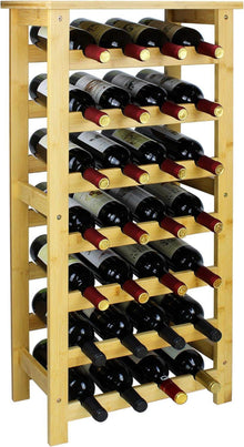 Weinregal aus Bambus für 28 Flaschen, 7 Etagen, freistehend