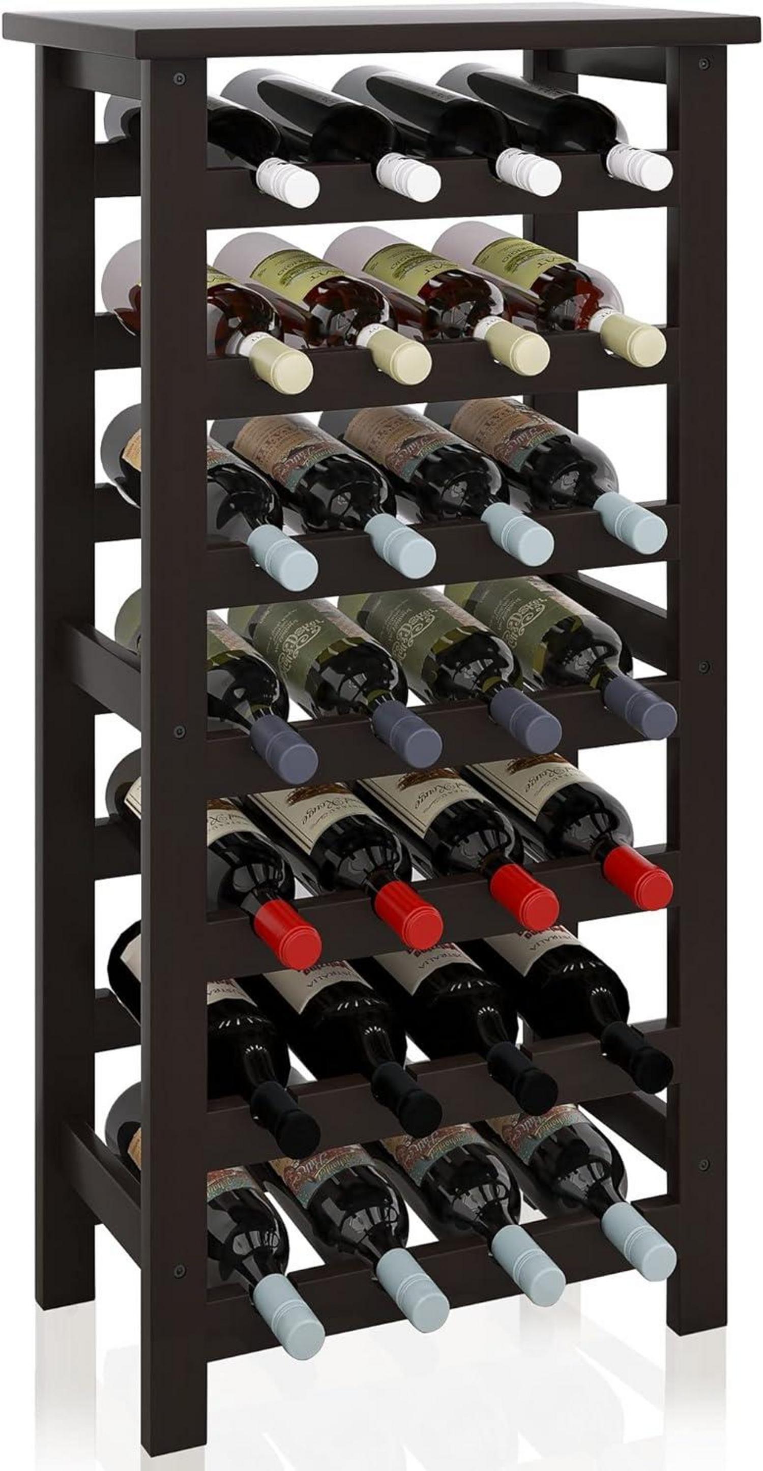Weinregal Bambus 28 Flaschen 7 Etagen freistehend Küche Speisekammer
