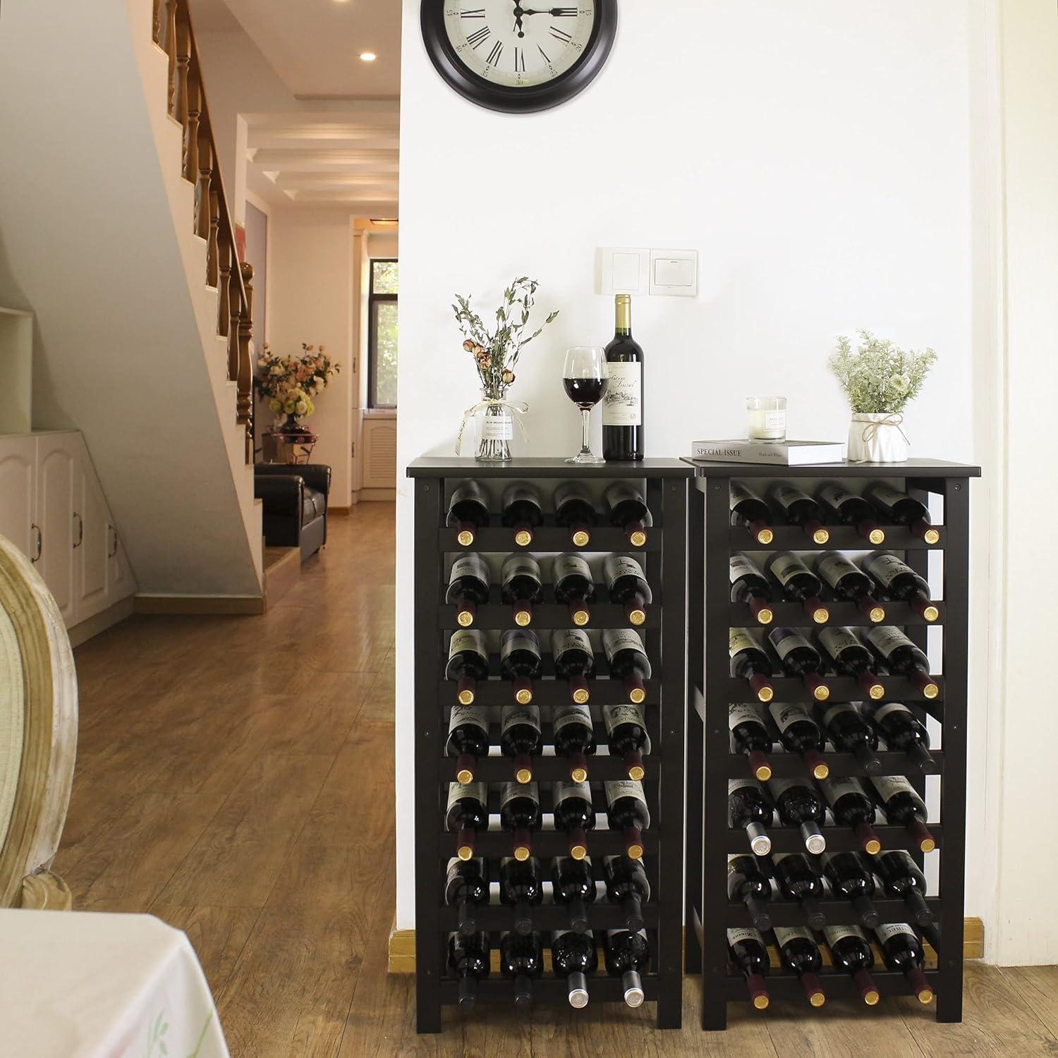 Weinregal Bambus 28 Flaschen 7 Etagen freistehend Küche Speisekammer