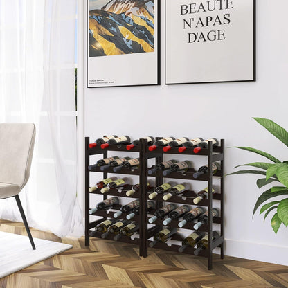 Weinregal Bambus 20 Flaschenhalter 5-stöckig freistehende Lagerregale