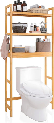 Toilettenregal Bambus 3-stöckiges Verstellbar Platzsparend 63x26x170cm