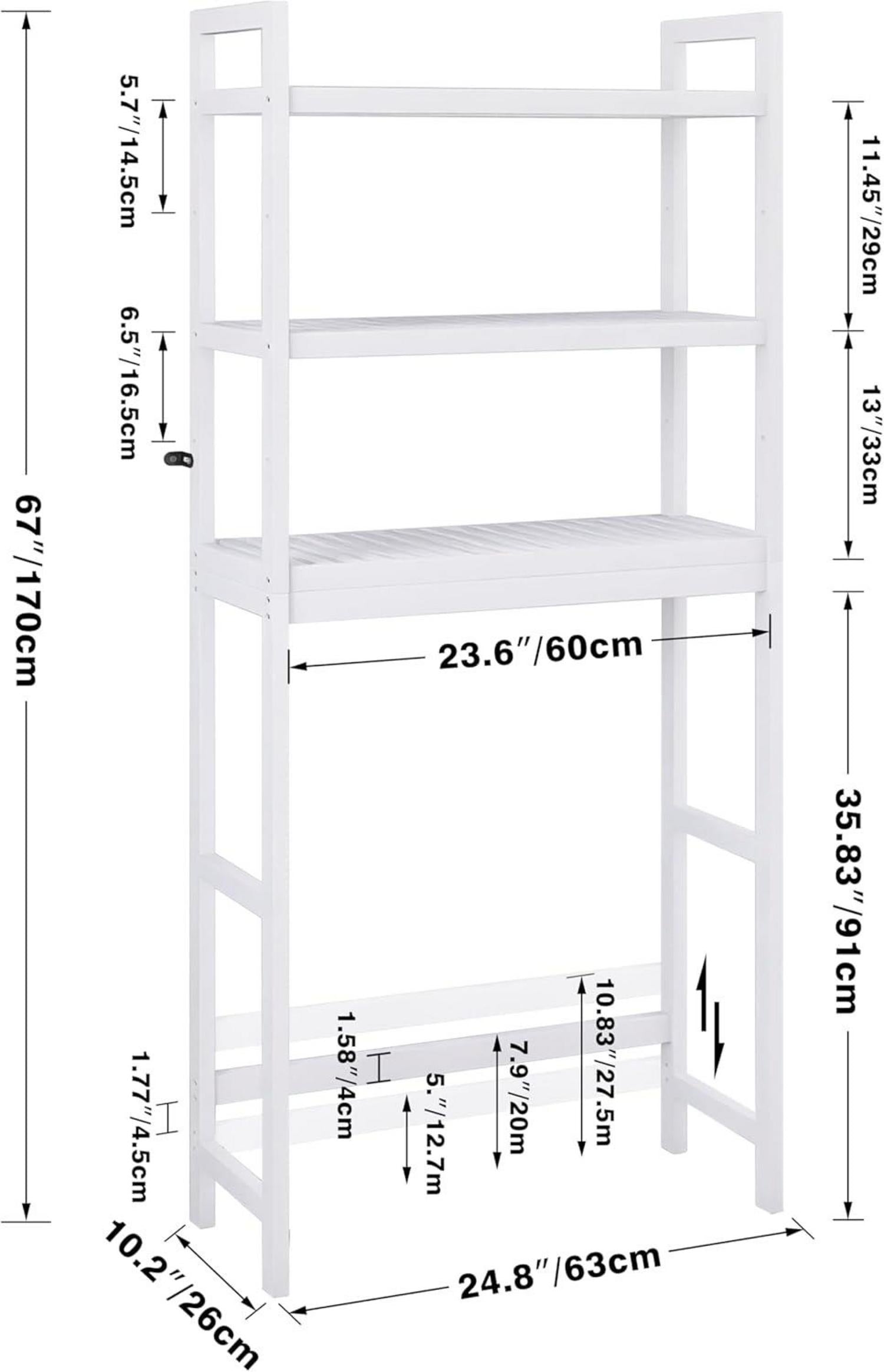 Toilettenregal Bambus Verstellbar Waschmaschinenregal mit 3