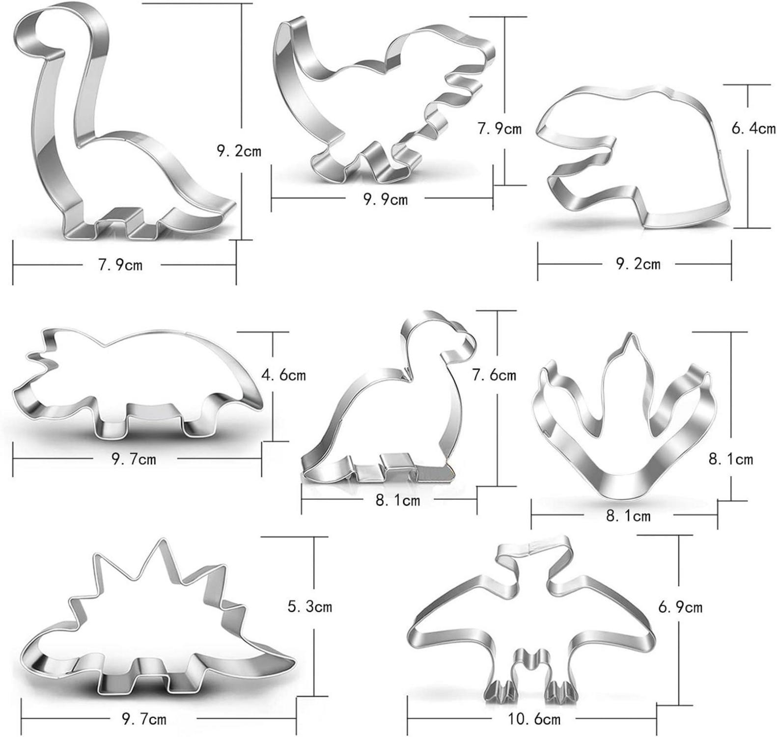 Dinosaurier Ausstecher Set 8-teilig Trex Brontosaurus Spinosaurus Brachiosaurus