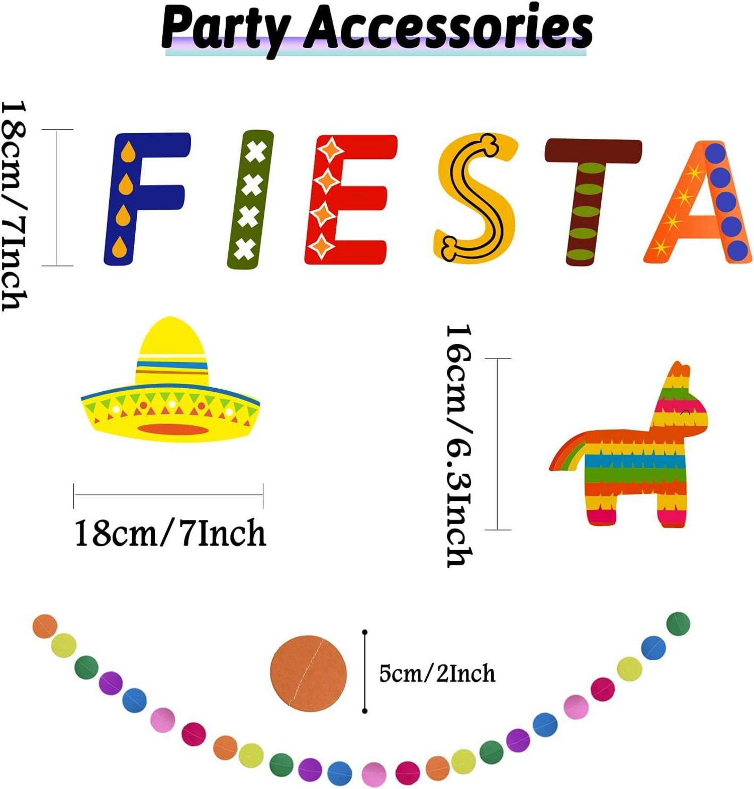 Mexikanische Fiesta Party Dekoration Set, Cinco De Mayo Tischdecke, Pompoms, Fächer