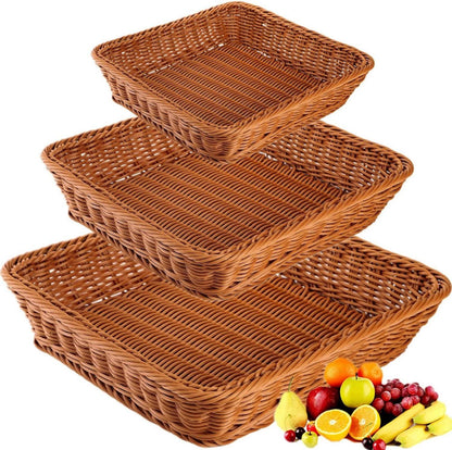 Wicker Brotkorb Set Rattan Lebensmittelkorb 20cm/25cm/30cm