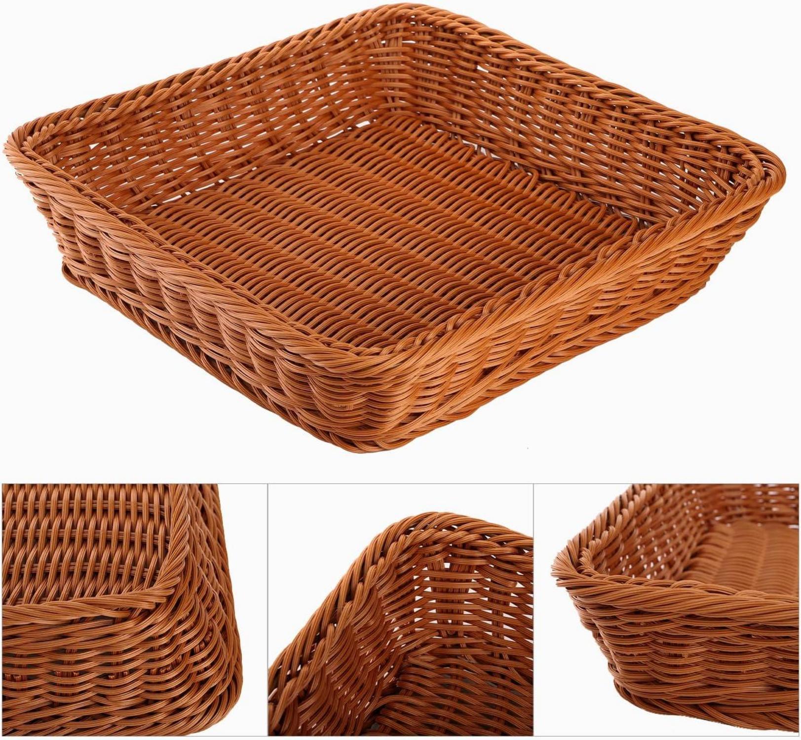 ZOOFOX Satz von 3 Poly Wicker Brotkorb Quadrat Rattan Lebensmittel Korb Set