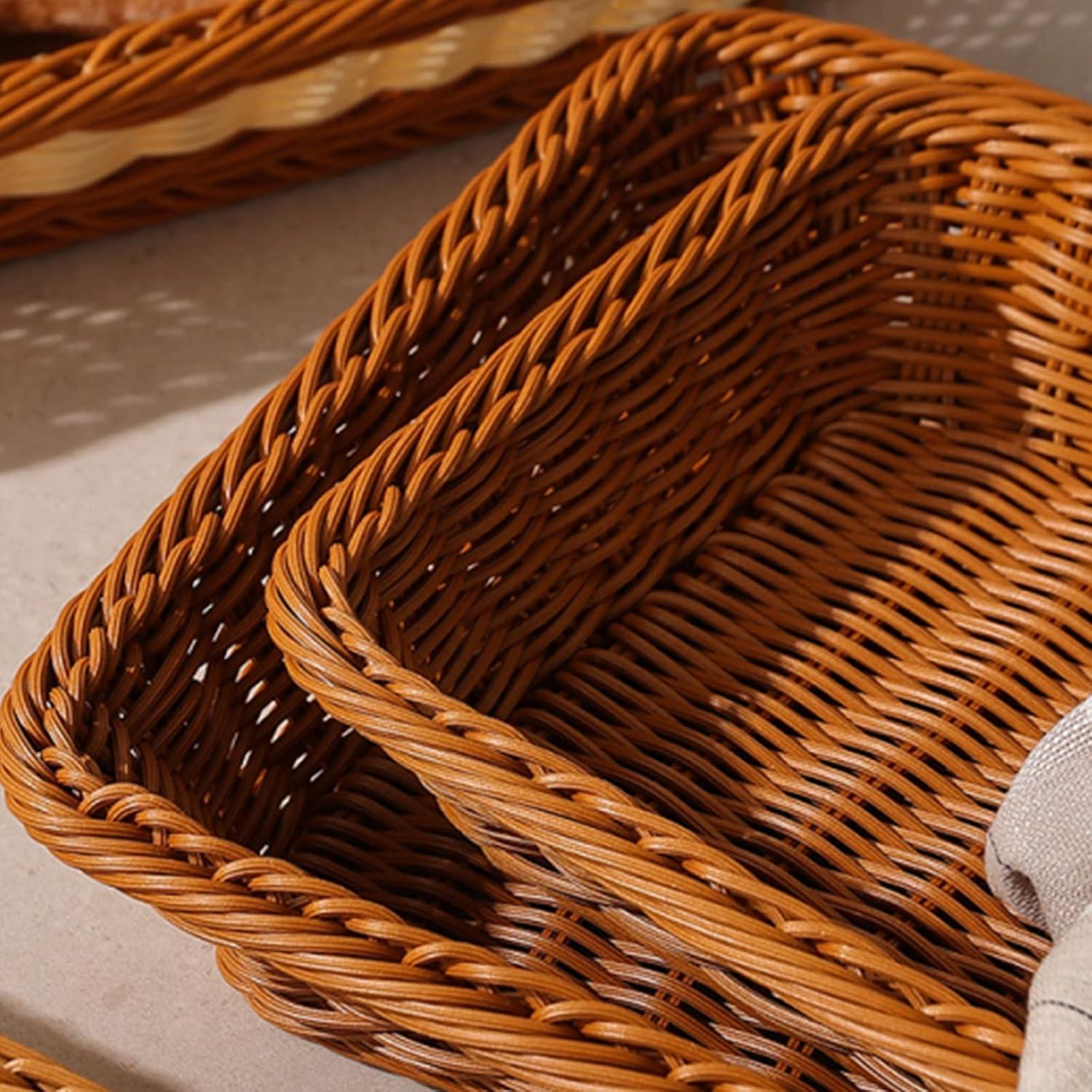 Brotkorb Set Poly Wicker 20cm 25cm 30cm Rattan Quadrat Lebensmittel