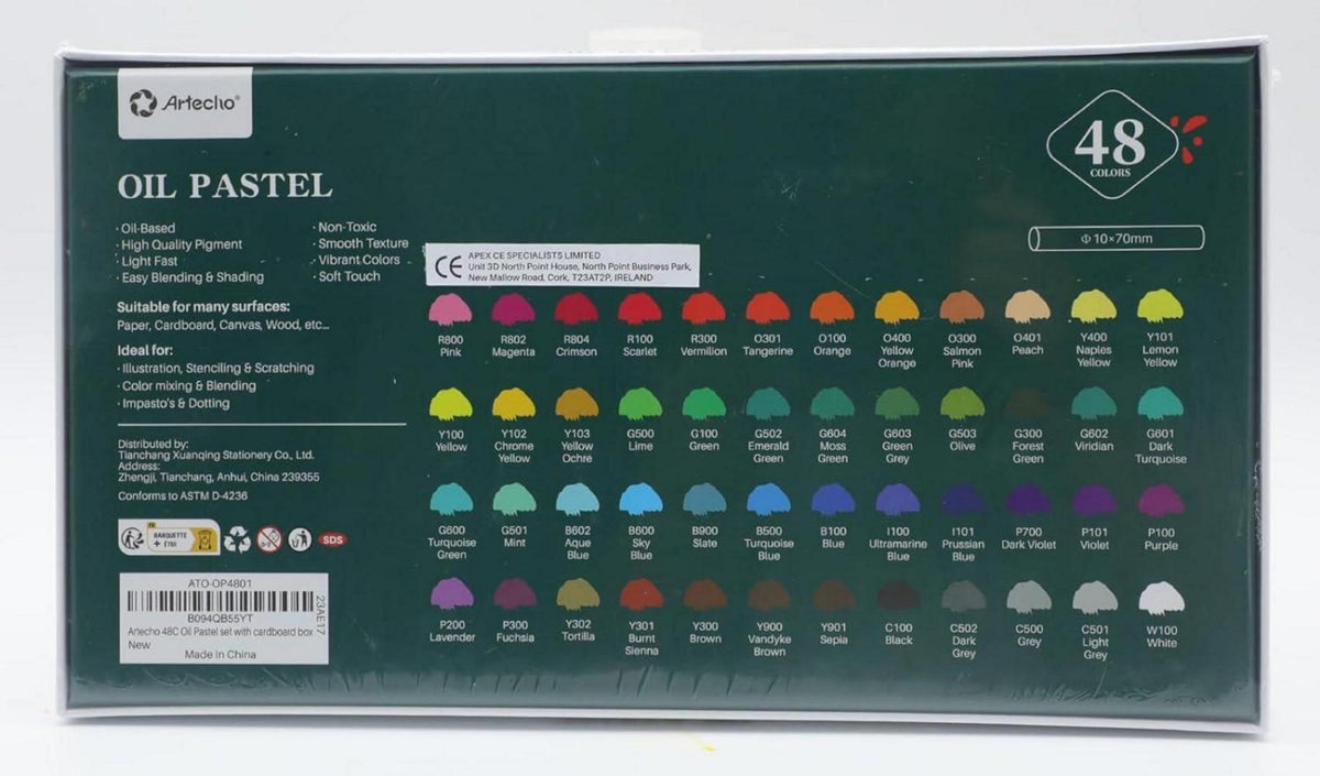 Artecho Ölpastellkreide Set 48 Farben lichtecht Mischen Schattieren Künstler Hobbymaler