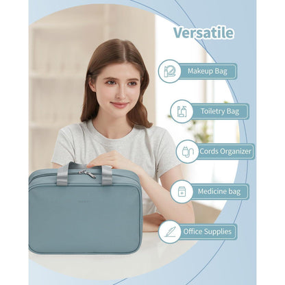 Großer Kulturbeutel A-graublau | Kosmetiktasche Reise Make-up Organizer