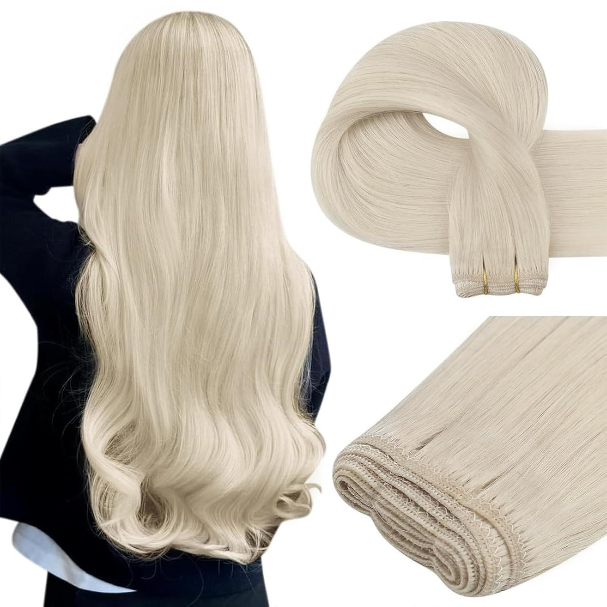 Echthaar Tressen Blond 50cm – Zum Einnähen & Stylen