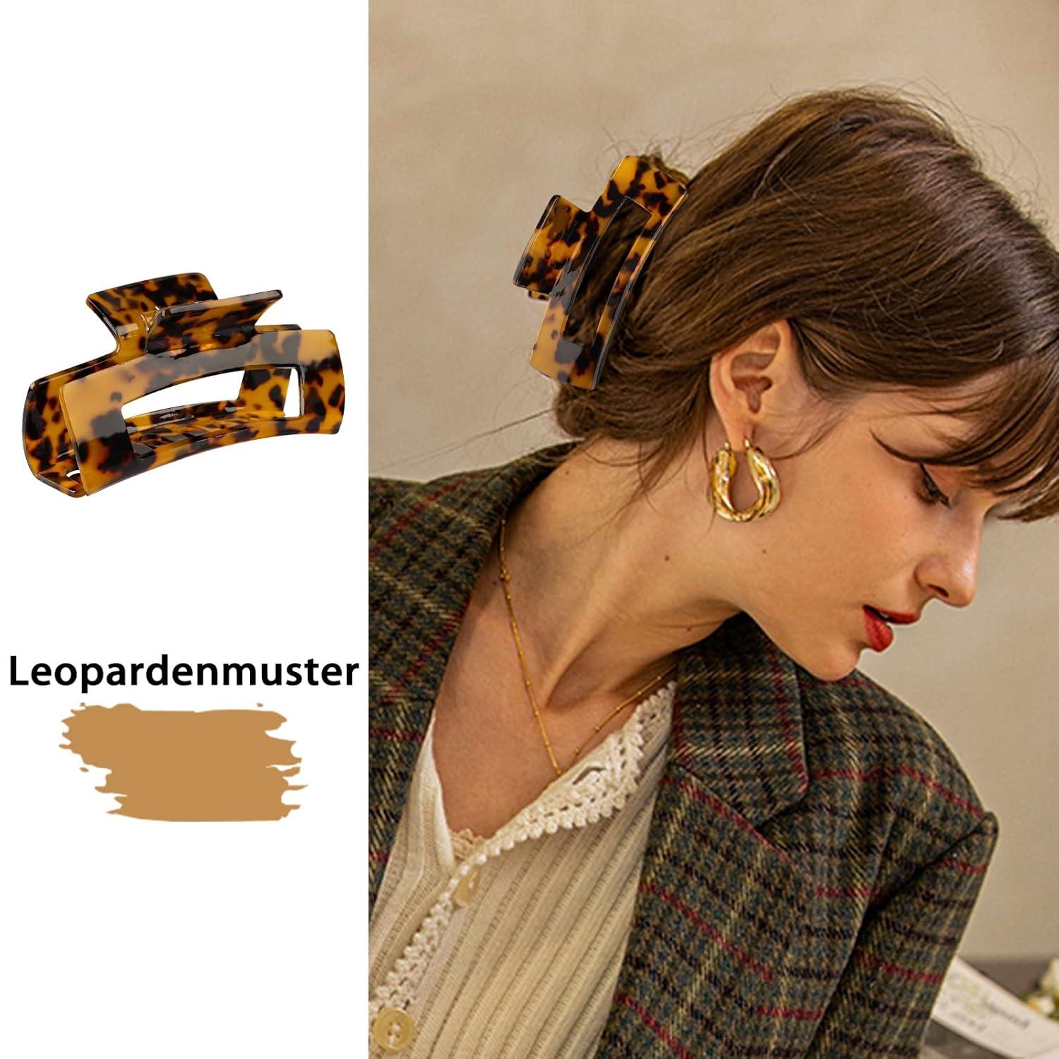 4er Set Acryl HaarKrallen Leopard Druck Haarklammern für Frauen Girls 10cm