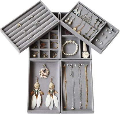 Schmuck Organizer Set Stapelbarer Schmuckbehälter Samt 6er Set
