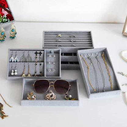 Schmuck Organizer Set Stapelbarer Schmuckbehälter Samt 6er Set