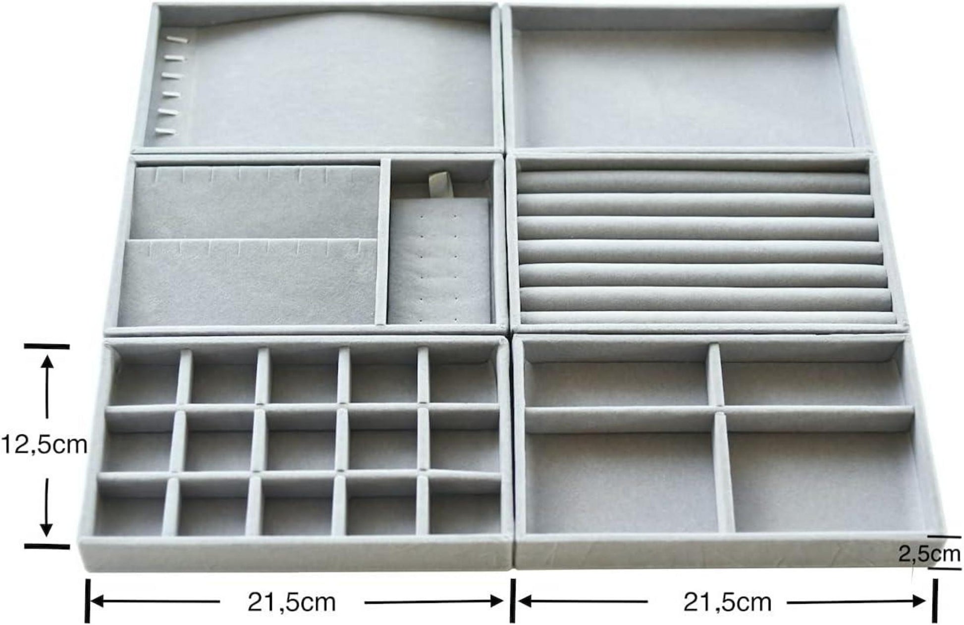 Stapelbarer Schmuck Organizer aus Samt, 6er Set - Schmuck Aufbewahrung