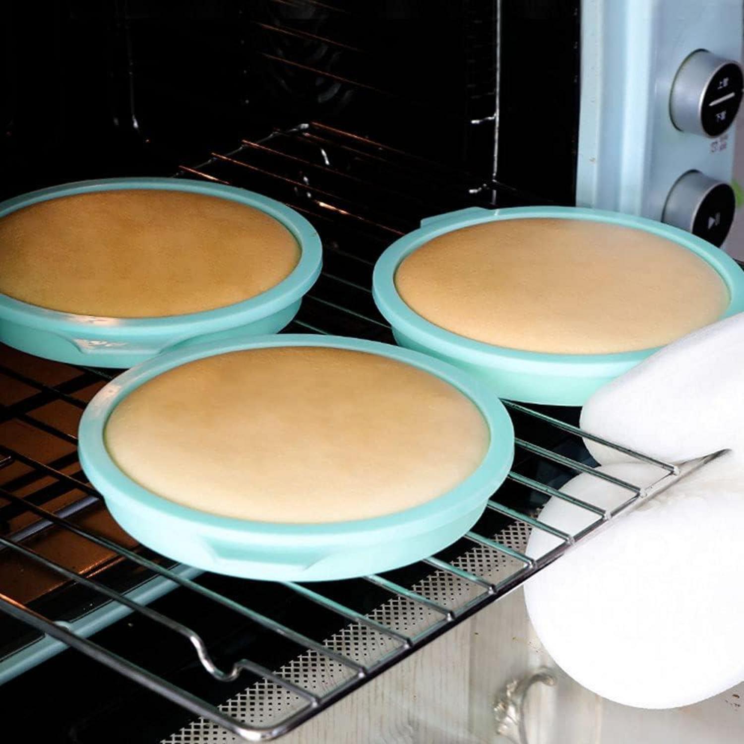 Silikon Schichtkuchen Backform 4er Set 20cm Rund inkl. Backpinsel
