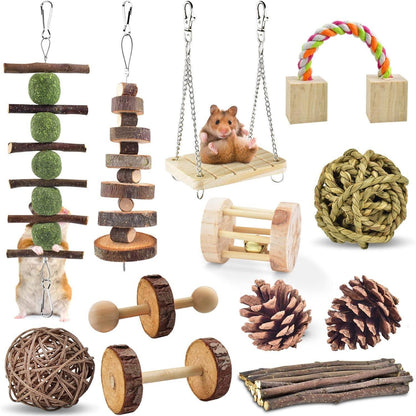 ERKOON 12-teiliges Hamster Kauspielzeug Set für Kleintiere