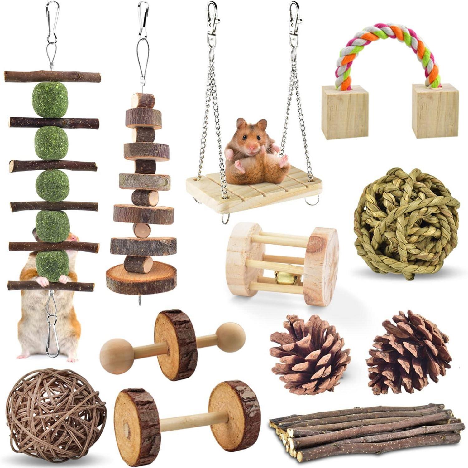 Holz Hamster Chinchilla Spielzeug Set Zahnpflege Molar Training
