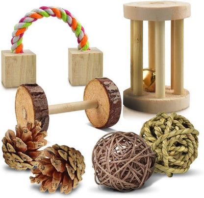 12er Pack Hamster Kauspielzeug aus Naturholz für Ratten, Chinchillas und