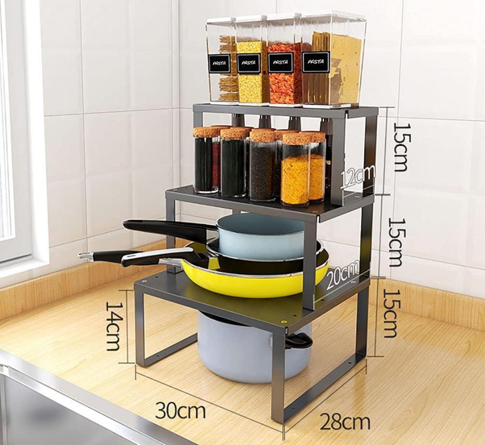 Stapelbares Edelstahl Küchenregal Organizer Make-up Badezimmer