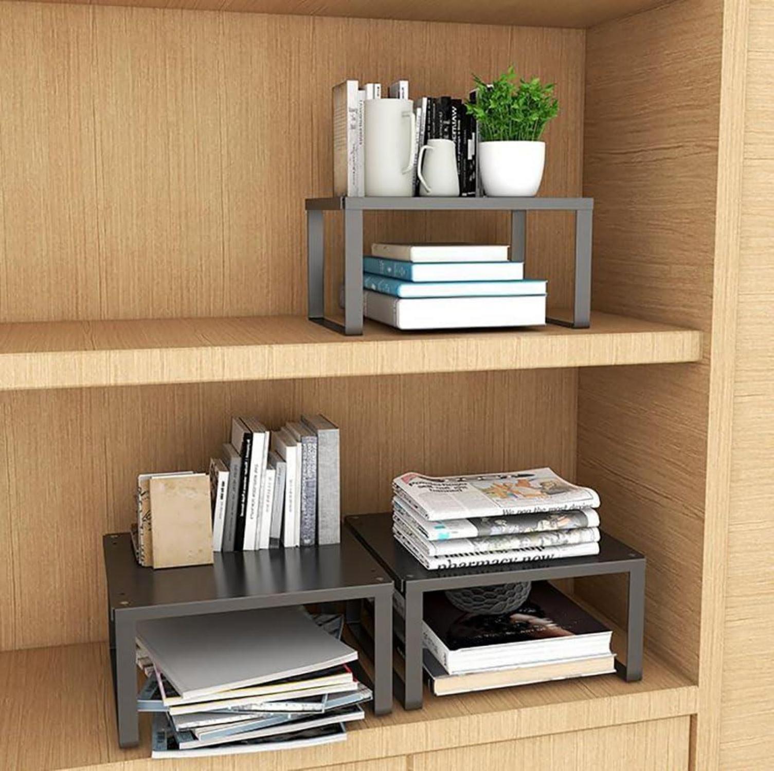 YunNasi Stapelbares Schrankregal Edelstahl Küche Badezimmer Organizer 2 Stk M