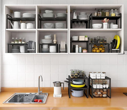 Stapelbares Schrankregal Edelstahl Küchen- & Badezimmerorganizer (2 Stück