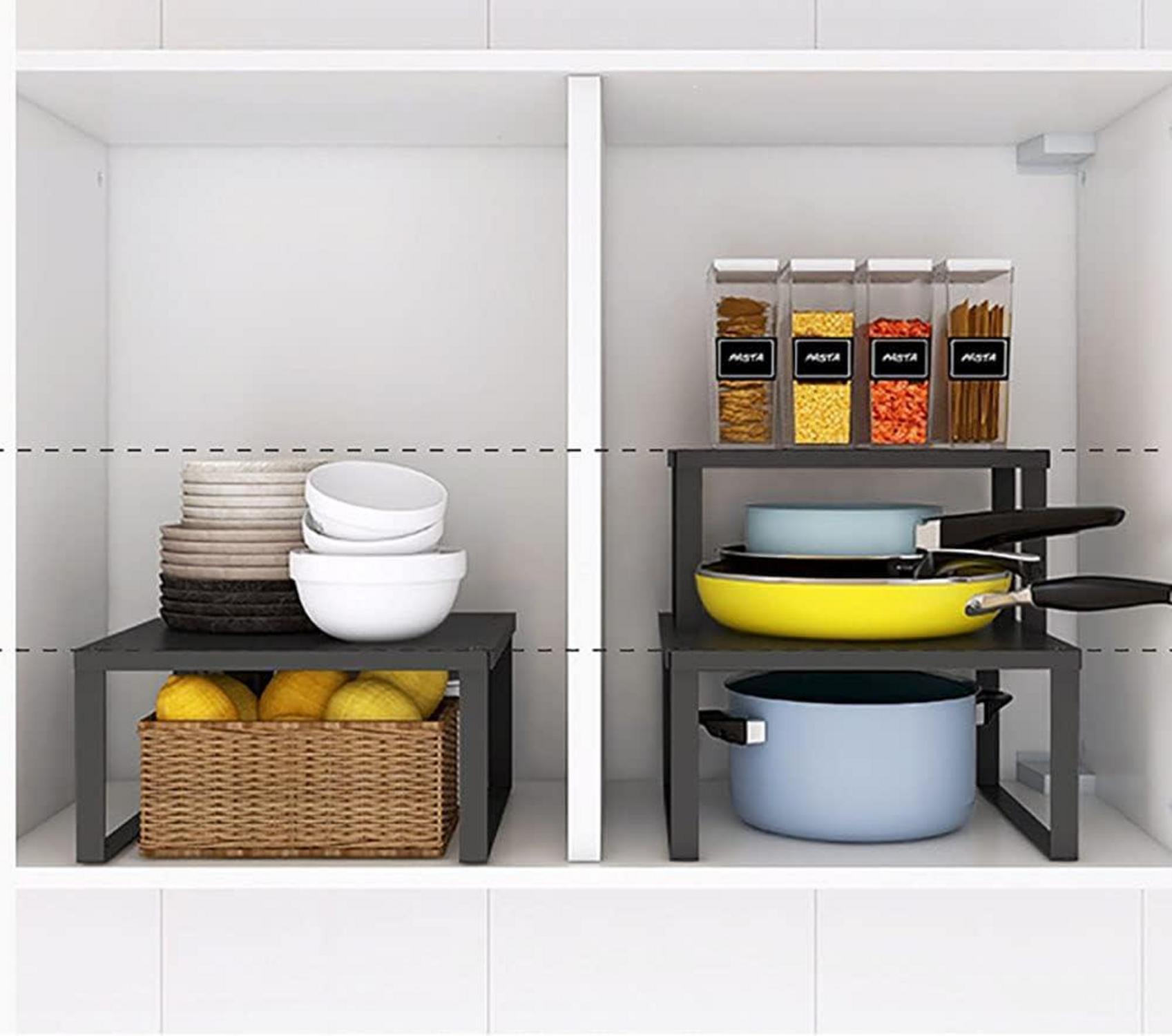 Schrankregal Stapelbar Edelstahl Küchenregal Organizer 30x20x15cm