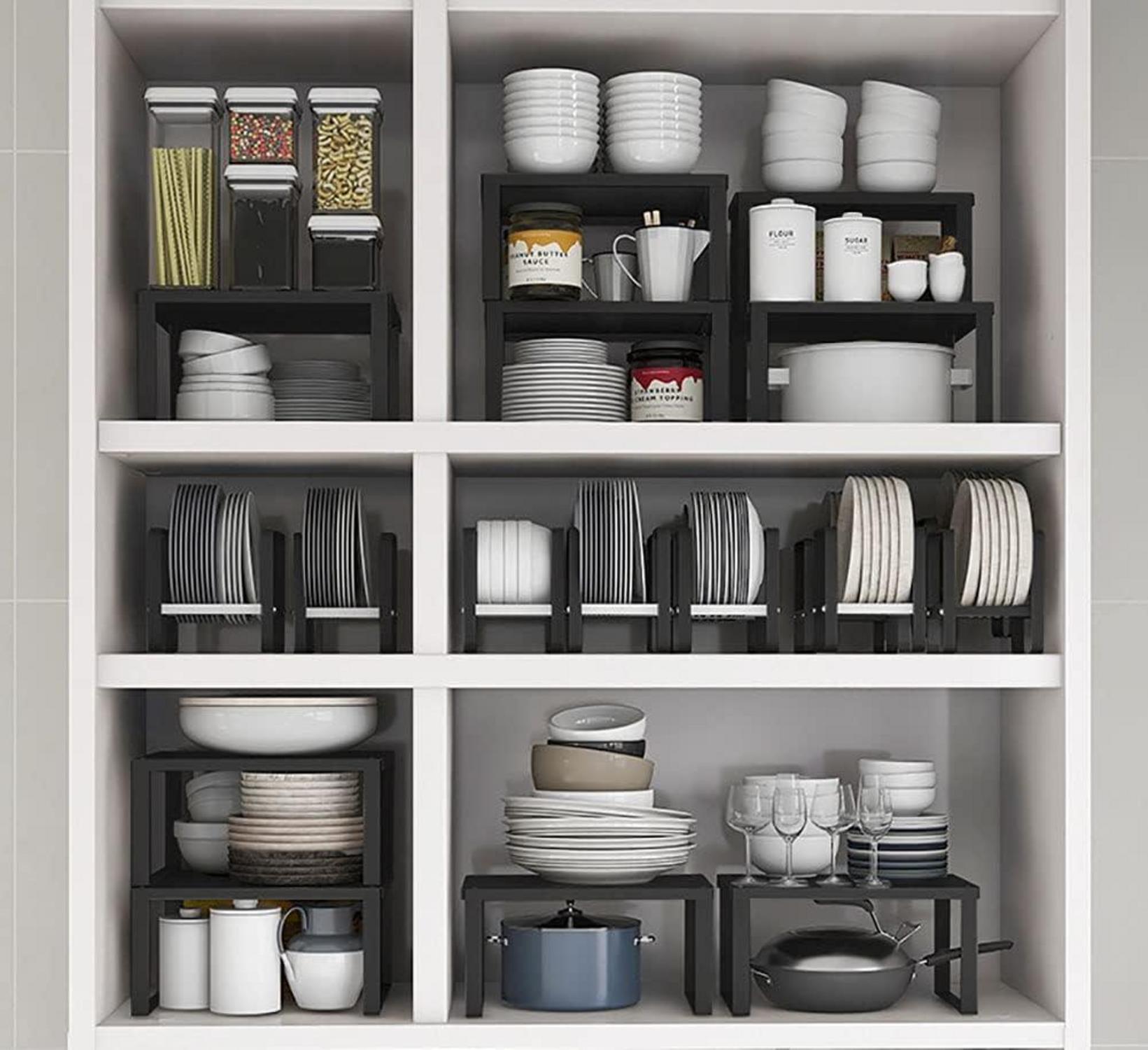 Stapelbares Edelstahl Küchenregal Organizer für Küche und Badezimmer 30x20x15cm