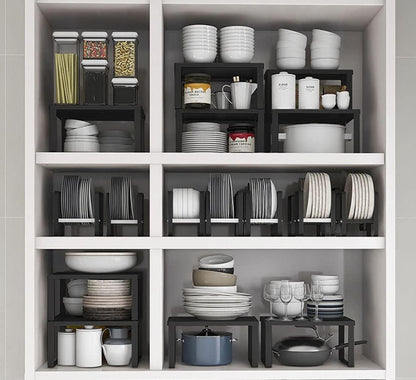 Stapelbares Edelstahl Küchenregal Organizer für Küche und Badezimmer 30x20x15cm