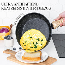 Bratpfanne 28cm mit Deckel, Antihaft Steinpfanne 28CM