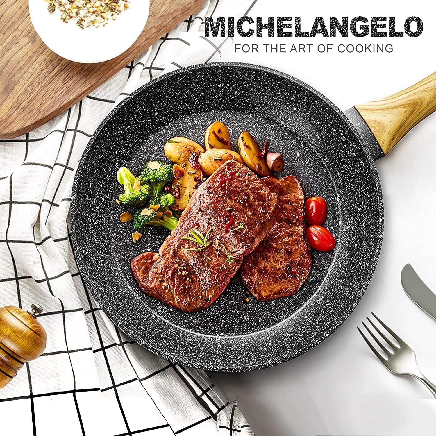 MICHELANGELO Bratpfanne 28cm mit Deckel Antihaft Steinpfanne Induktion