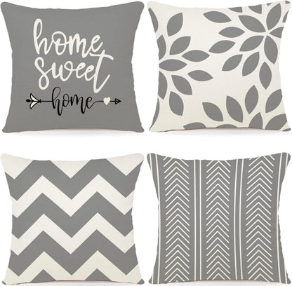 Dekokissenbezug 40x40 Set Leinen Grau für Schlafzimmer Sofa