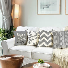 4er Set Kissenbezüge 40x40 cm Leinen Dekokissen Grau