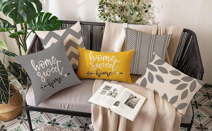 Dekokissenbezug 40x40 Set Leinen Grau für Schlafzimmer Sofa