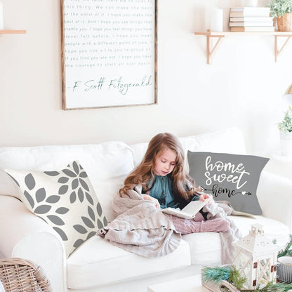 Kissenbezüge 40x40 Grau 4er Set Leinen Deko für Sofa Bett Garten