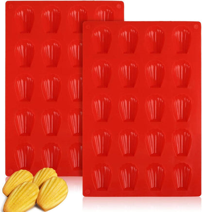 Mini Silikon Madeleine Backformen 20 Mulden Rot 29.5 x 20 cm Antihaft