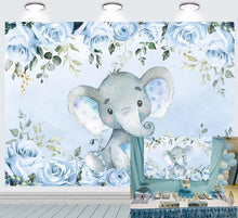 Blauer Elefant Fotografie Hintergrund Babyparty Dekoration 210x150cm