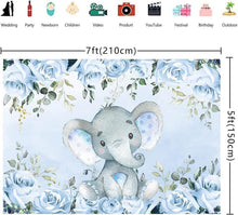 Blauer Elefant Fotografie Hintergrund Babyparty Dekoration 210x150cm