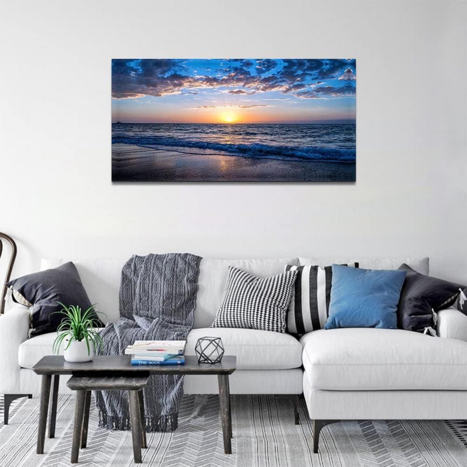 Leinwandbild Sonnenuntergang Strand 100x50cm Wandbild