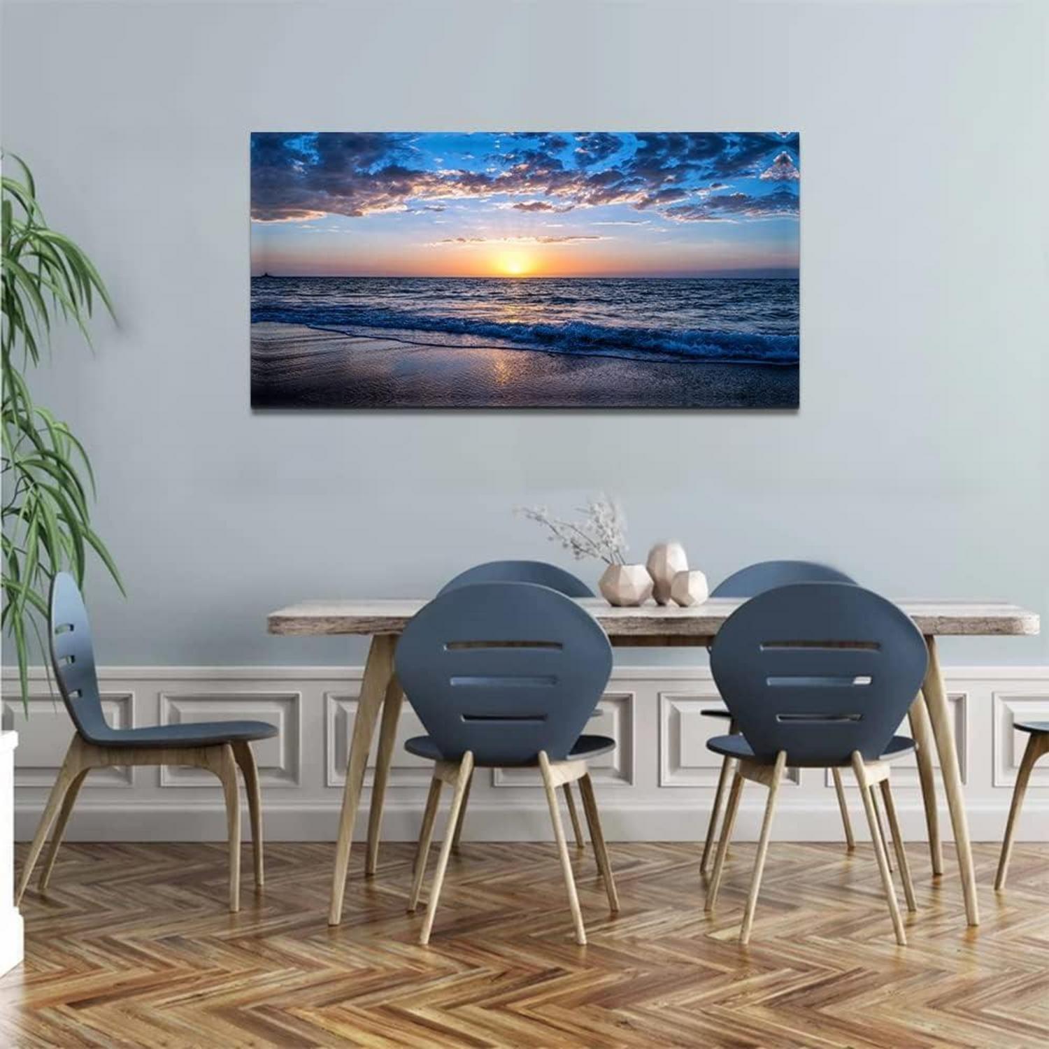 Sonnenuntergang Strand Leinwandbild 100x50cm Wohnzimmer Deko Wandbild