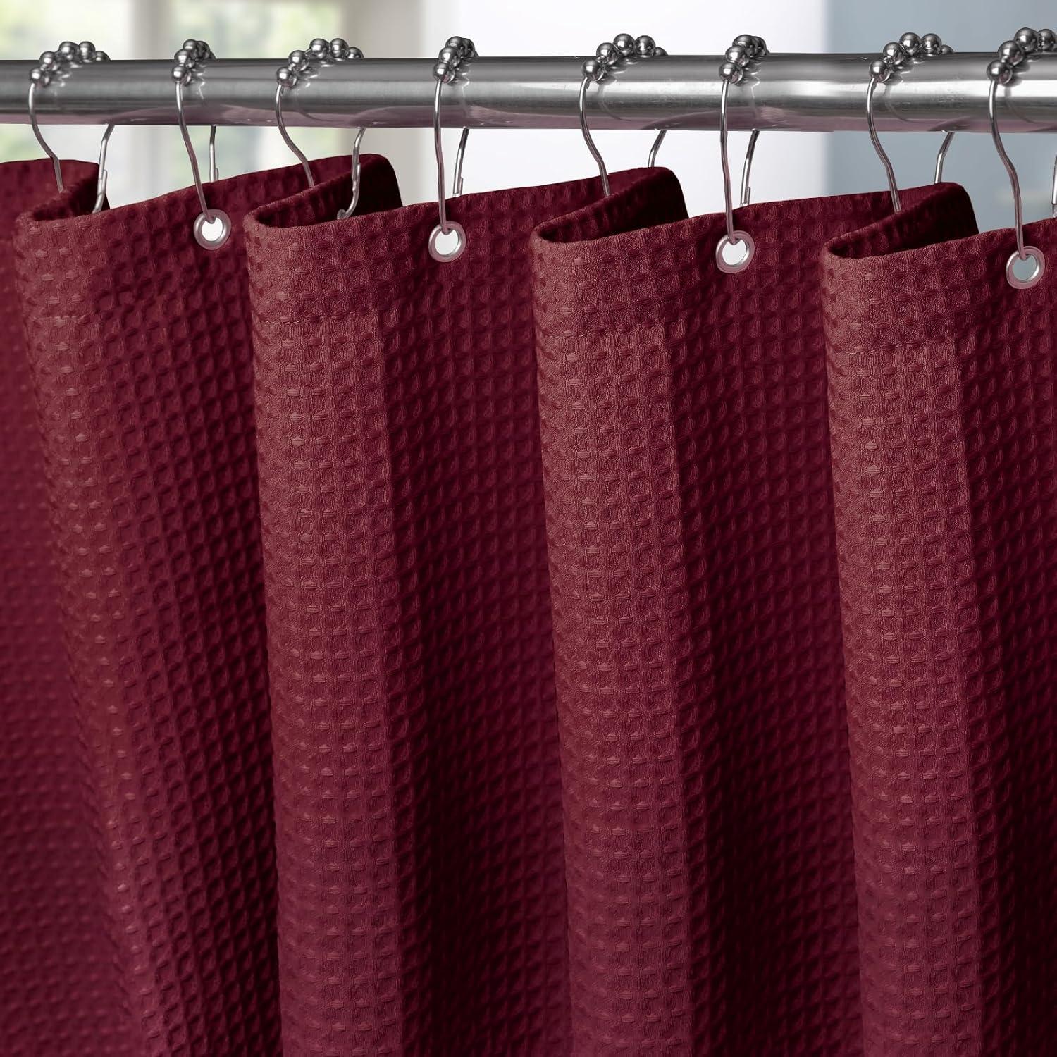 Duschvorhang Waffel Textil Set Anti Schimmel Wasserdicht 182x214cm