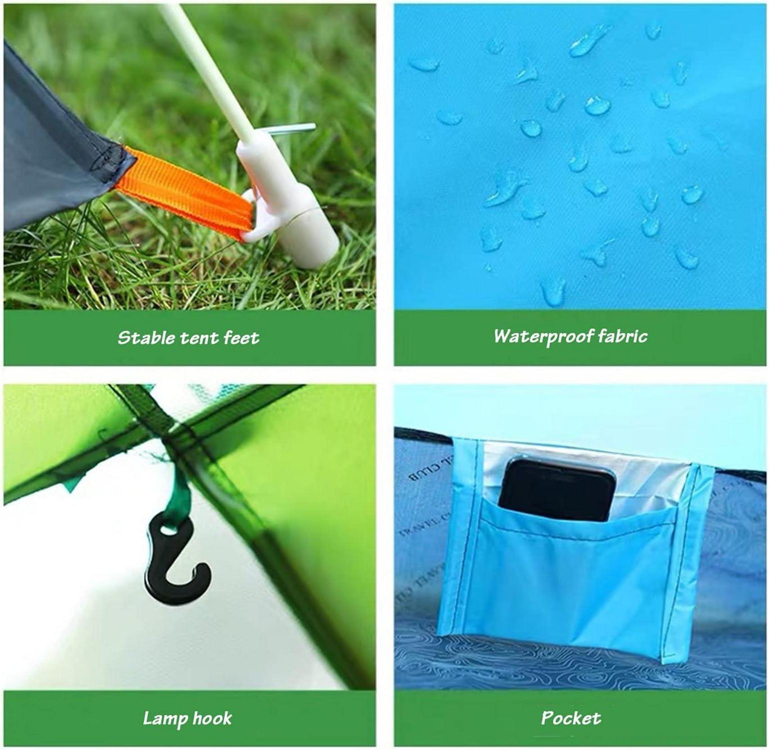 Leichtes 2-3 Personen Strandzelt Pop Up, Wasserdicht Camping Atmungsaktiv