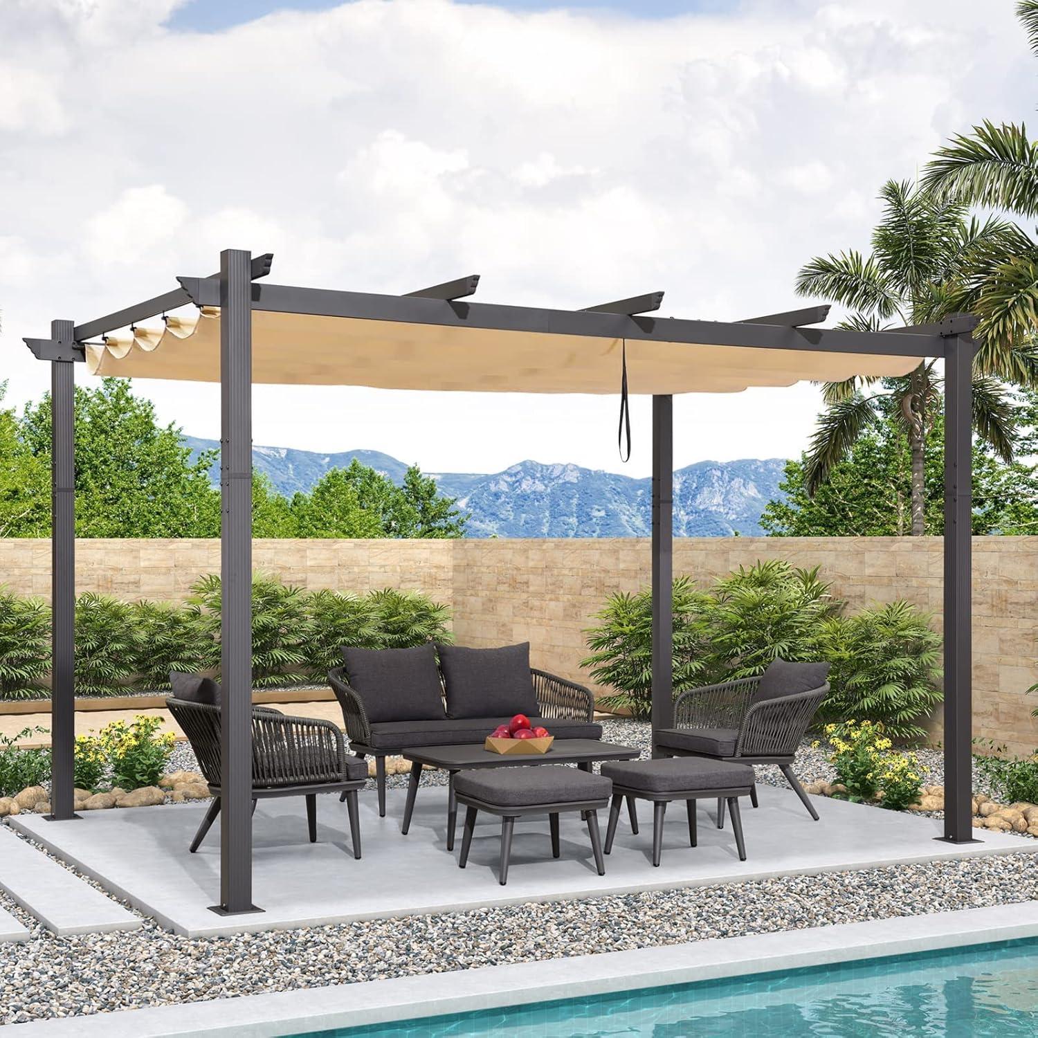 PURPLE LEAF Aluminium Pergola 3x3.65m Wasserdicht UV-Schutz