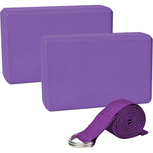 Yoga-Set: 2Er Yoga Block & 1Er 1.8 M Baumwoll Yogagurt