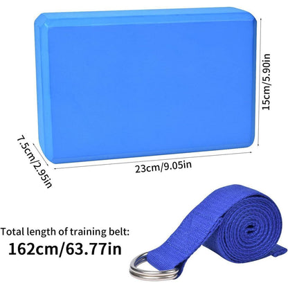 Yoga-Set: 2Er Yoga Block & 1Er 1.8 M Baumwoll Yogagurt